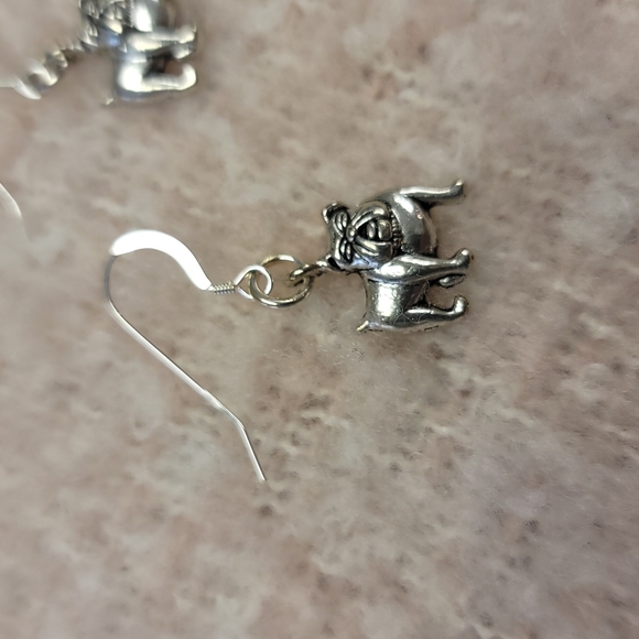 Bulldog earrings with sterling hooks - Picture 2 of 3